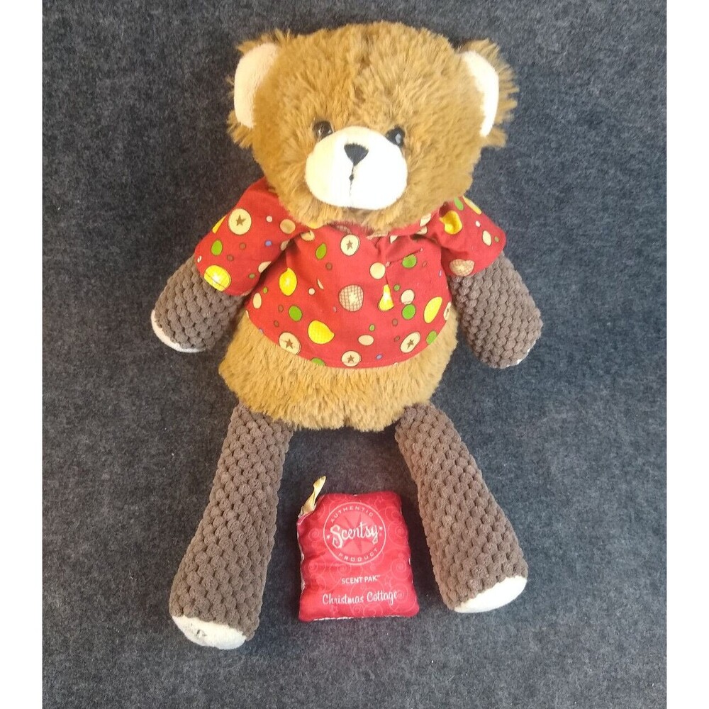 Scentsy Buddy Bartholomew The Bear w Holiday Shirt w Christmas Cottage Scent Pak